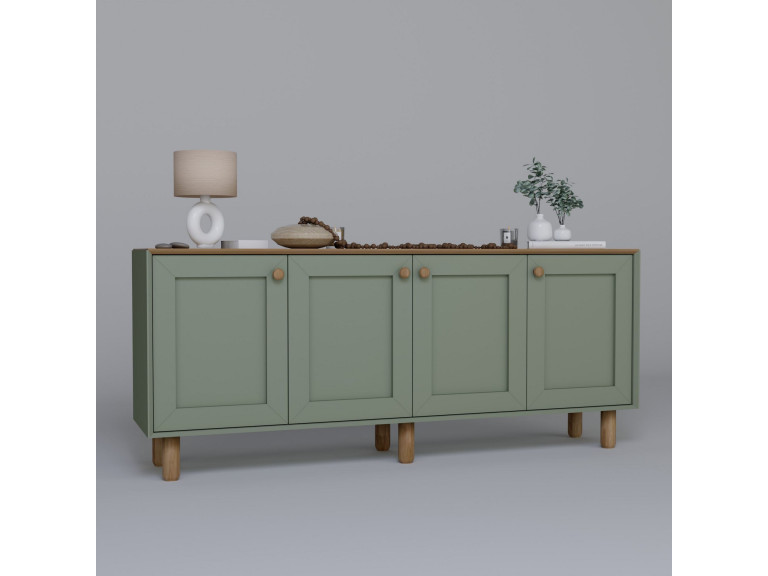 Bohem" houten dressoir - 180 x 40 x 75 cm - Groen