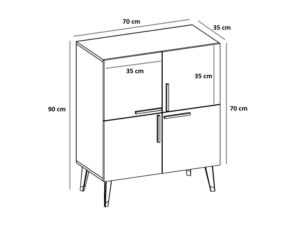 Houten dressoir "Makro" - 70 x 35 x 90 cm - Antracietgrijs