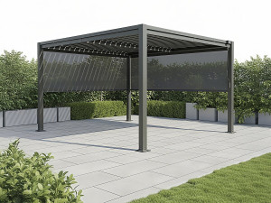 Bioklimatologische pergola "Howard" met 2 zonneschermen van gegalvaniseerd staal - 3 x 4 m - Grijs 2