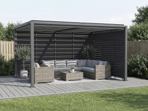 Bioclimatische pergola "Howard" met 7 gegalvaniseerde stalen lamellen - 3 x 4 m - Grijs 2
