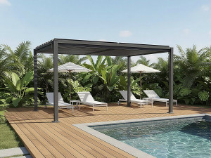 Zelfdragende bioklimatologische pergola Howard met verstelbare lamellen - 3 x 4 m - Grijs 2