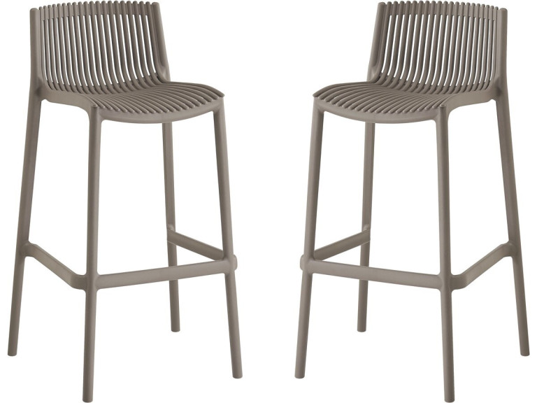 Set van 2 "Néora" kunststof stapelstoelen - Taupe