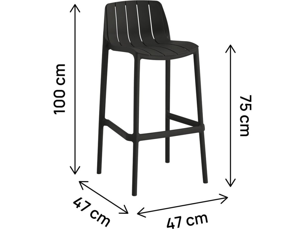 Set van 2 "Vaena" stapelbare tuinstoelen - Zwart