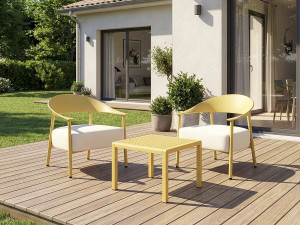 Set van 2 "Céora" tuinstoelen van kunststof en metaal - Geel 2