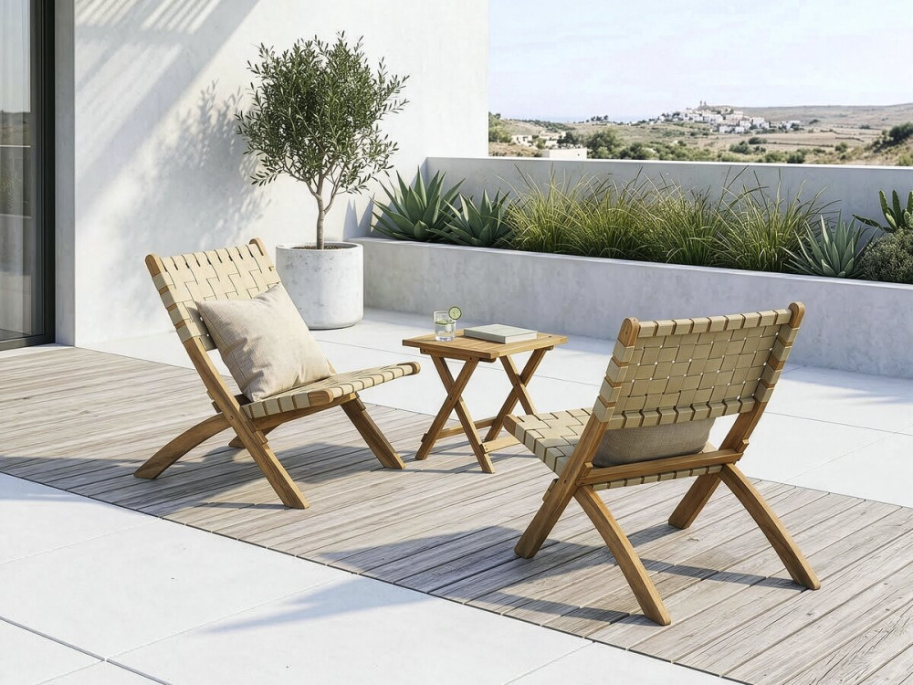 Set van 2 Hanoi houten tuinstoelen - Beige