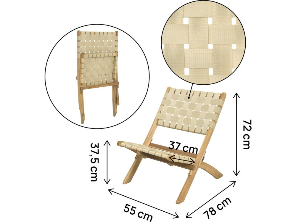 Set van 2 Hanoi houten tuinstoelen - Beige
