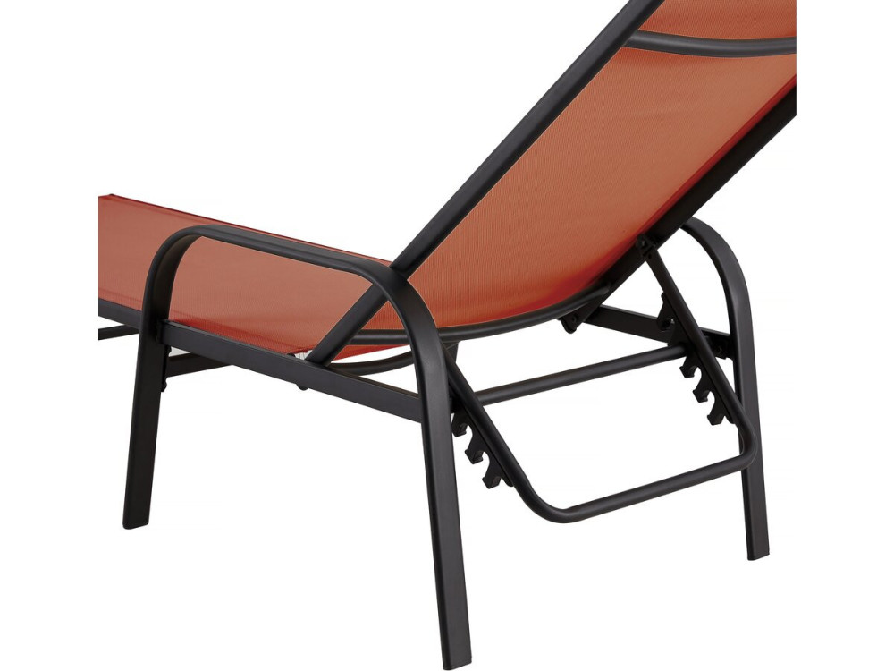 Set van 2 "Farniente" metalen ligstoelen met armleuningen - Terracotta