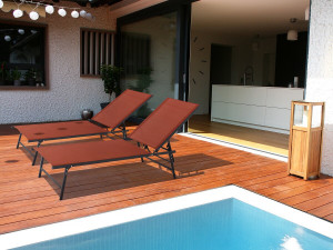 Set van 2 metalen ligbedden "Sublima" - 180 x 54 x 104 cm - Terracotta 2