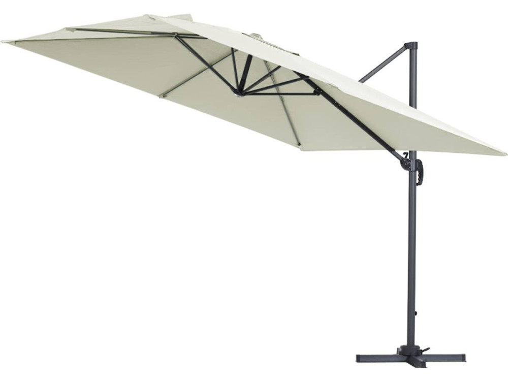 Parasol vrijhangend tuin zweefparasol Aluminium "Sun 3" - Vierkant - 3 x 3 m - Ecru + beschermhoes parasol