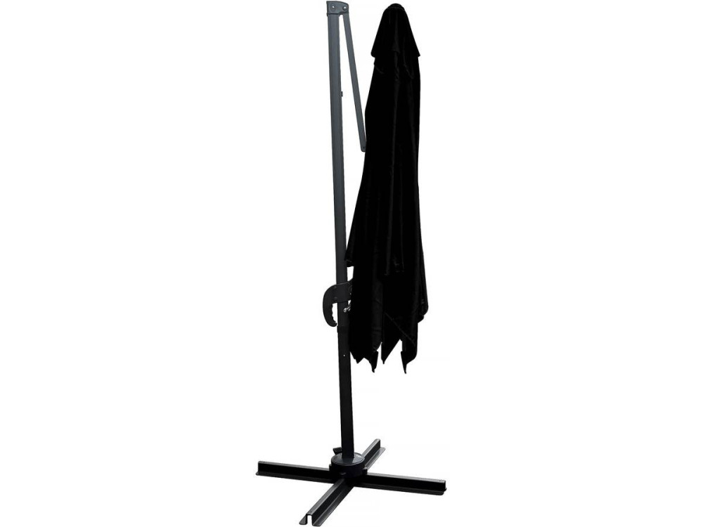 Parasol vrijhangend tuin zweefparasol "Soleil" - Vierkant - 2,5 x 2,5 m - Zwart + inclusief parasolvoet tegel / parasoltegels