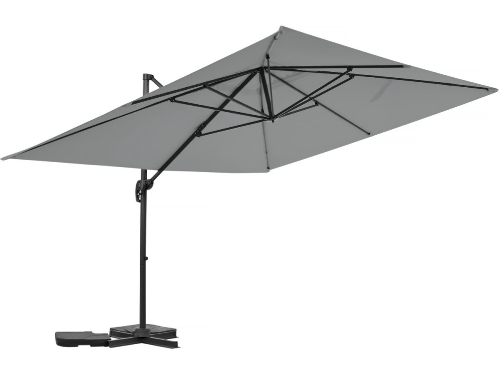 Parasol vrijhangend tuin zweefparasol aluminium "Sky 4" - 3 x 4 m - Grijs