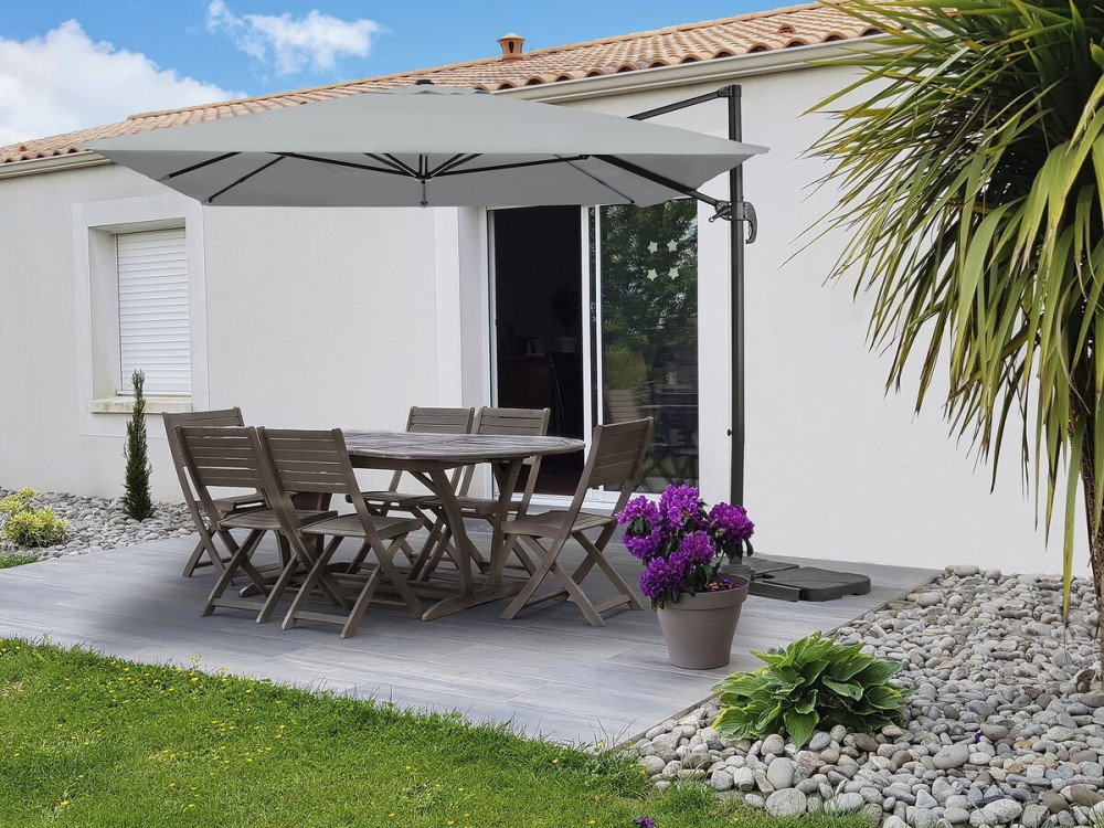 Parasol vrijhangend tuin zweefparasol aluminium "Sky 4" - 3 x 4 m - Grijs