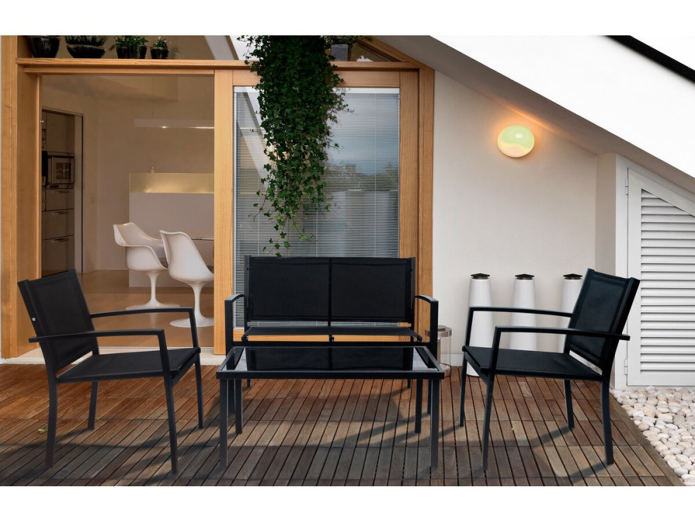 Tuinset loungeset tuinmeubelen "Lino" - 4 zits  - Zwart