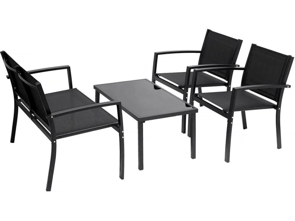 Tuinset loungeset tuinmeubelen "Lino" - 4 zits  - Zwart