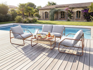 Metalen tuinset "Sora" met kussens - 4 zits - Terracotta 2