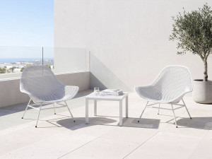 Set van 2 "Soléna" tuinfauteuils met salontafel - Wit 2