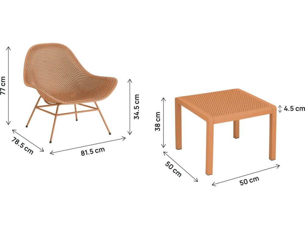 Set van 2 "Soléna" tuinfauteuils met salontafel - Oranje