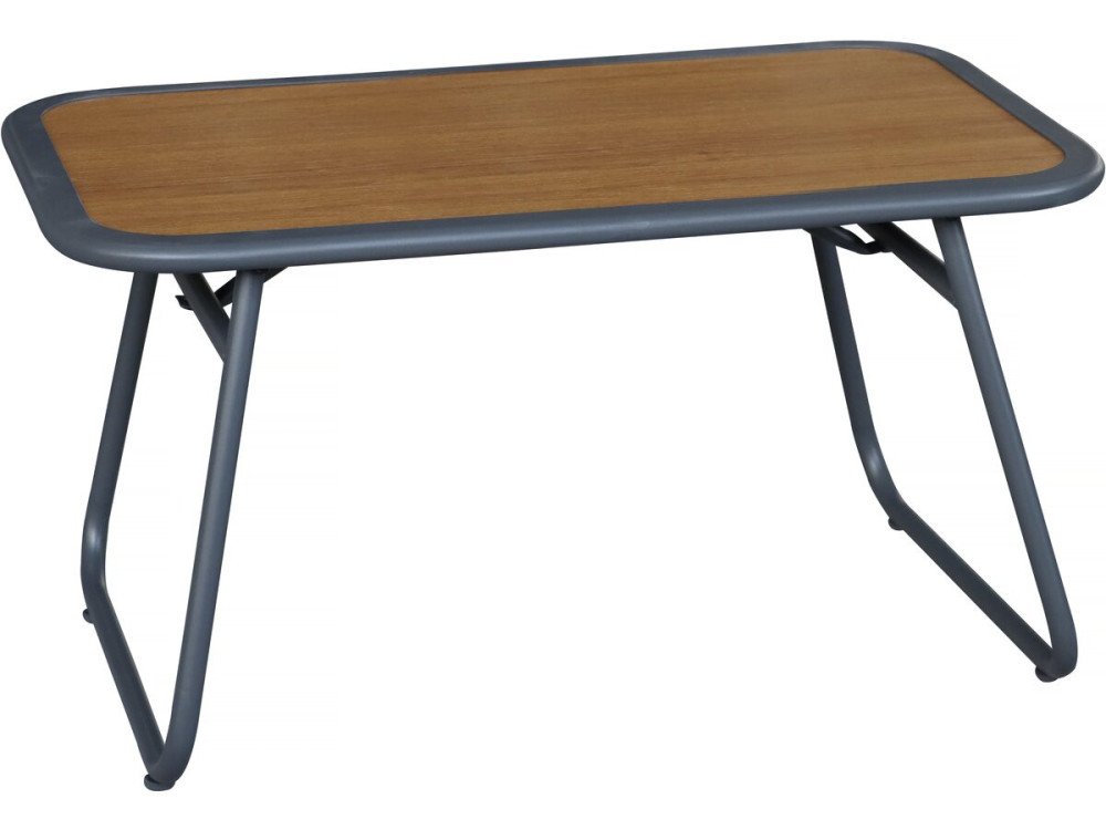 Metalen tuinset "Sparta" met imitatiehoutdecor - 4 zits - Lichtgrijs