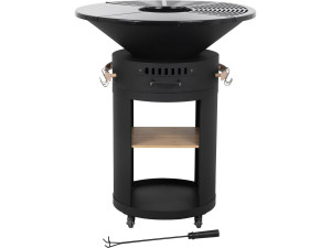 Cesar premium" houtskool en hout barbecue plancha vuurkorf - Ø 81 cm - Zwart