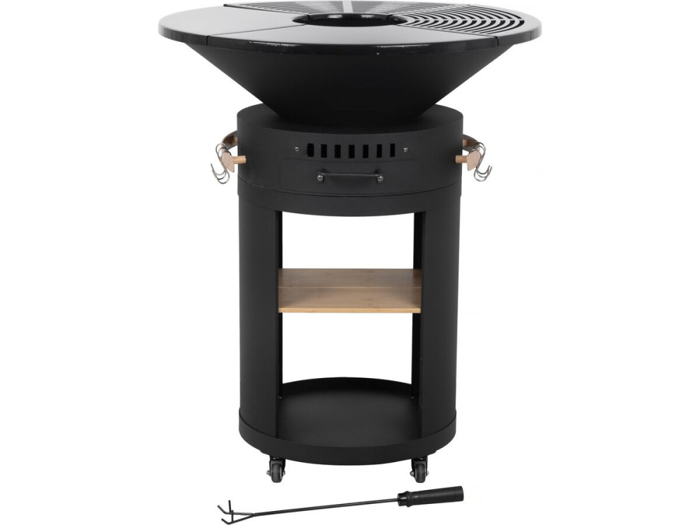 Cesar premium" houtskool en hout barbecue plancha vuurkorf - Ø 81 cm - Zwart