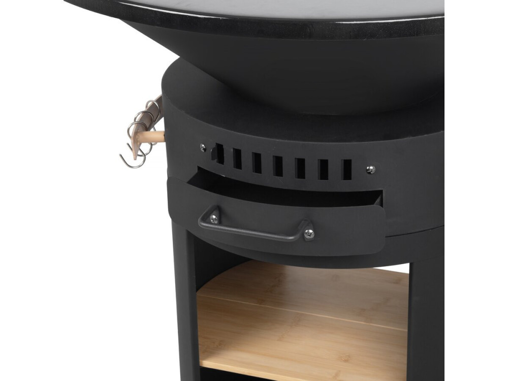 Cesar premium" houtskool en hout barbecue plancha vuurkorf - Ø 81 cm - Zwart
