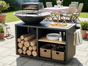 Barbecue plancha vuurkorf met pizzaoven "Maréchal" - Ø 81 cm - Zwart 2