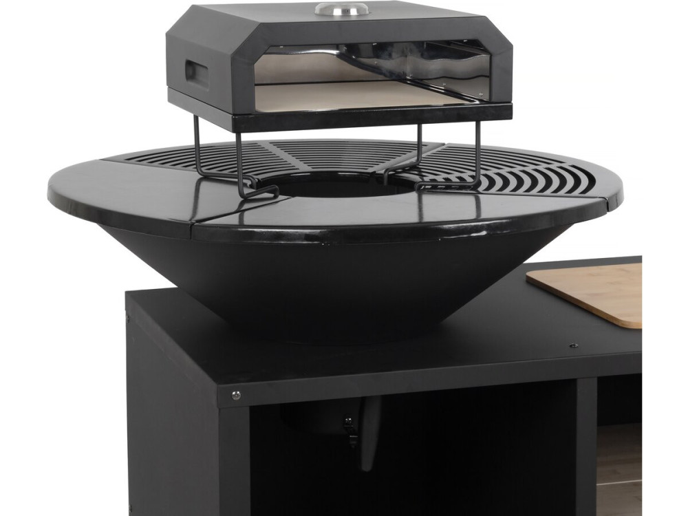 Barbecue plancha vuurkorf met pizzaoven "Maréchal" - Ø 81 cm - Zwart