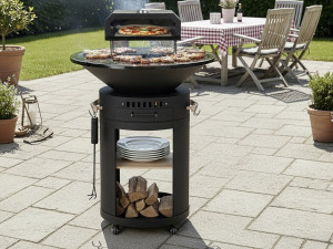 Barbecue plancha vuurschaal met "César premium" pizzaoven - Ø 81 cm - Zwart 2