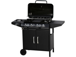 Gas BBQ gasbarbecue barbecue "Festa 5" - 5 branders waarvan 1 zijbrander - 12,9 Kw- Zwart 2