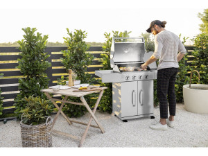 Roestvaststalen gasbarbecue met 5 branders inclusief 1 "Brazzo" zijbrander - 118 x 57 x 104 cm - Lichtgrijs 2