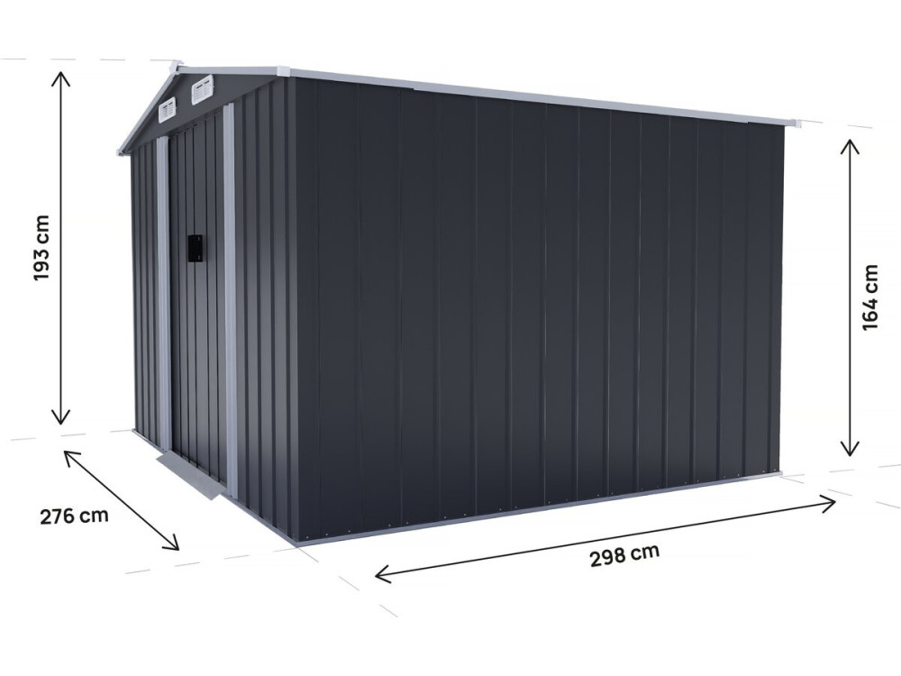 Metalen tuinhuis "Boston" met schuifdeur - 8 m² - Grijs
