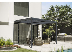 Pergola  terrasoverkapping zonwering verstelbaar met led verlichting aanbouw "Windsor" - 3 x 4 m - Antraciet 2