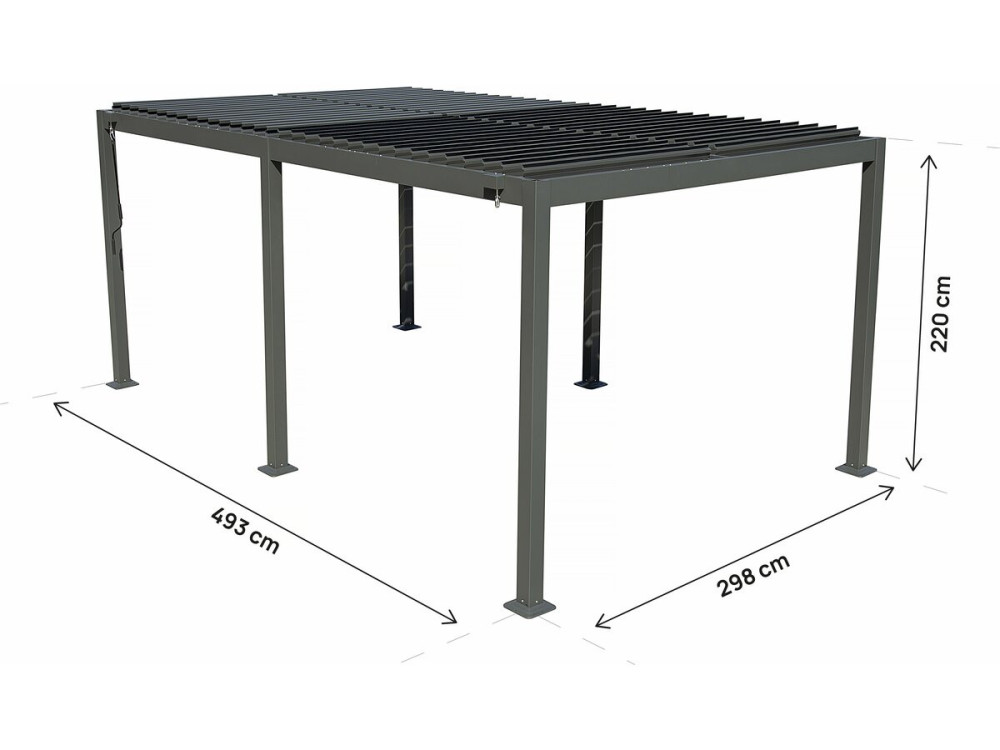 Zelfdragende aluminium bioklimatologische pergola "Kensington" - 3 x 5 m - Grijs