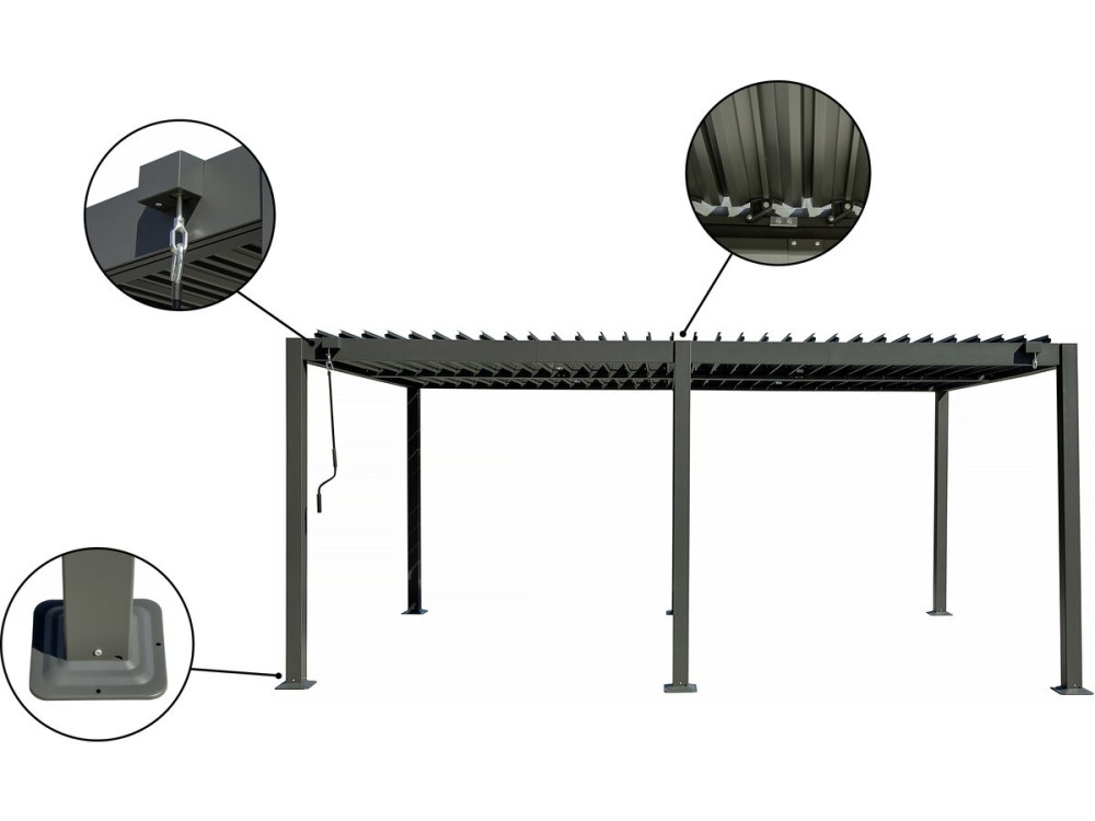 Zelfdragende aluminium bioklimatologische pergola "Kensington" - 3 x 5 m - Grijs