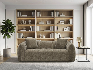 Rechte stoffen bank in bubble-stijl „Balzac“ – 3-zits – Taupe 2