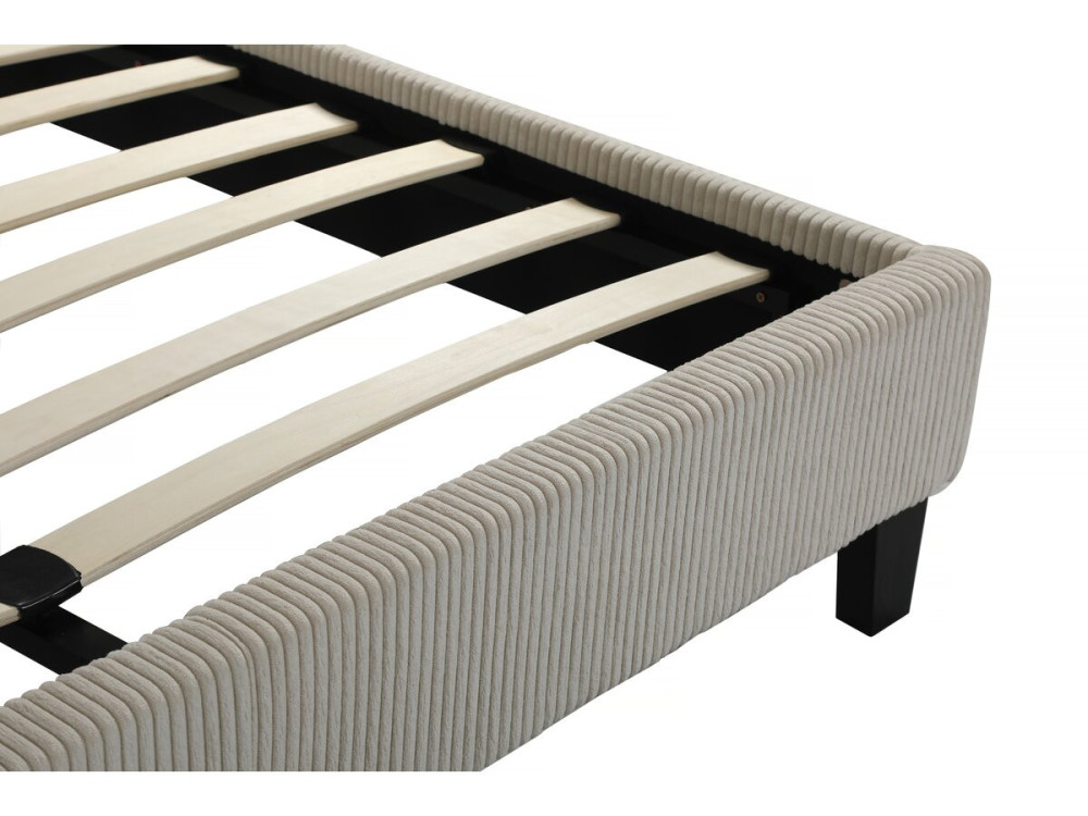 Tweepersoonsbed velours ribfluweel hoofdbord bed "Ambre" - 160 x 200 - Beige - lichtbruin