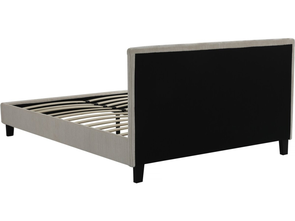Tweepersoonsbed velours ribfluweel hoofdbord bed "Ambre" - 160 x 200 - Beige - lichtbruin