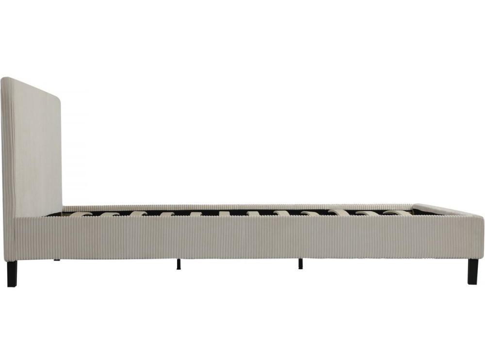 Tweepersoonsbed velours ribfluweel hoofdbord bed "Ambre" - 160 x 200 - Beige - lichtbruin