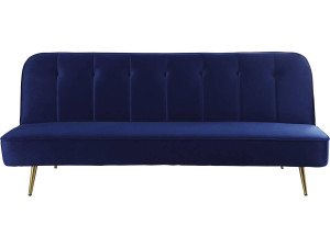 Slaapbank bankstel velours "James" - 180 x  83 x 75 cm - 3 zits - Blauw Donkerblauw