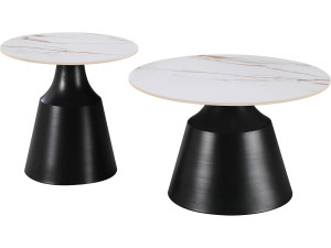 Set van 2 keramische salontafels "Vulca" - 70 x 70 x 43 cm - Wit