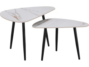 Set van 2 keramische salontafels "Terra" - 49 x 79 x 56 cm - Wit