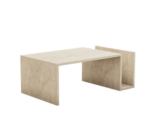 "Memo" houten salontafel - 86 x 50 x 32 cm - Travertijn
