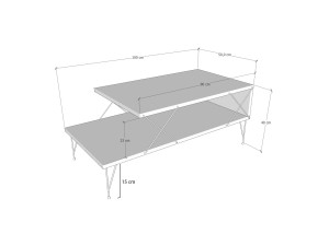 Houten salontafel "Loire" - 100 x 50 x 40 cm - Bruin