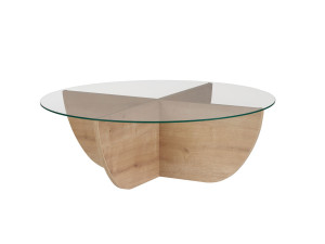 Salontafel Liya" glas 90 x 90 x 30 cm - Saffier eik