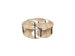 Houten salontafelset "Yin" 70 x 70 x 38 cm - Eik