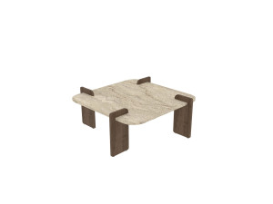 Houten salontafel "Afrolli" - 90 x 90 x 35 cm - Travertin