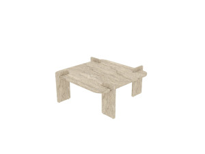 Houten salontafel "Woog" 90 x 90 x 35 cm - Travertin