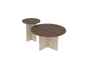 Private" houten salontafel set 70 x 70 x 40 cm - Notelaar