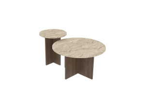 Private" houten salontafel set 70 x 70 x 40 cm - Travertin
