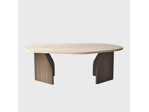 Houten salontafel "Rock" - 100 x 60 x 35 cm - Travertin